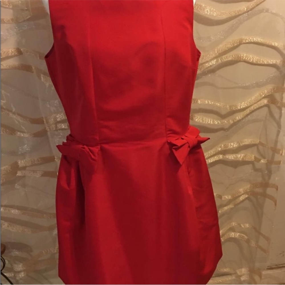 Taylor Sleeveless Women’s Red Dress with Sweet Bow Detail - Picture 2 of 10